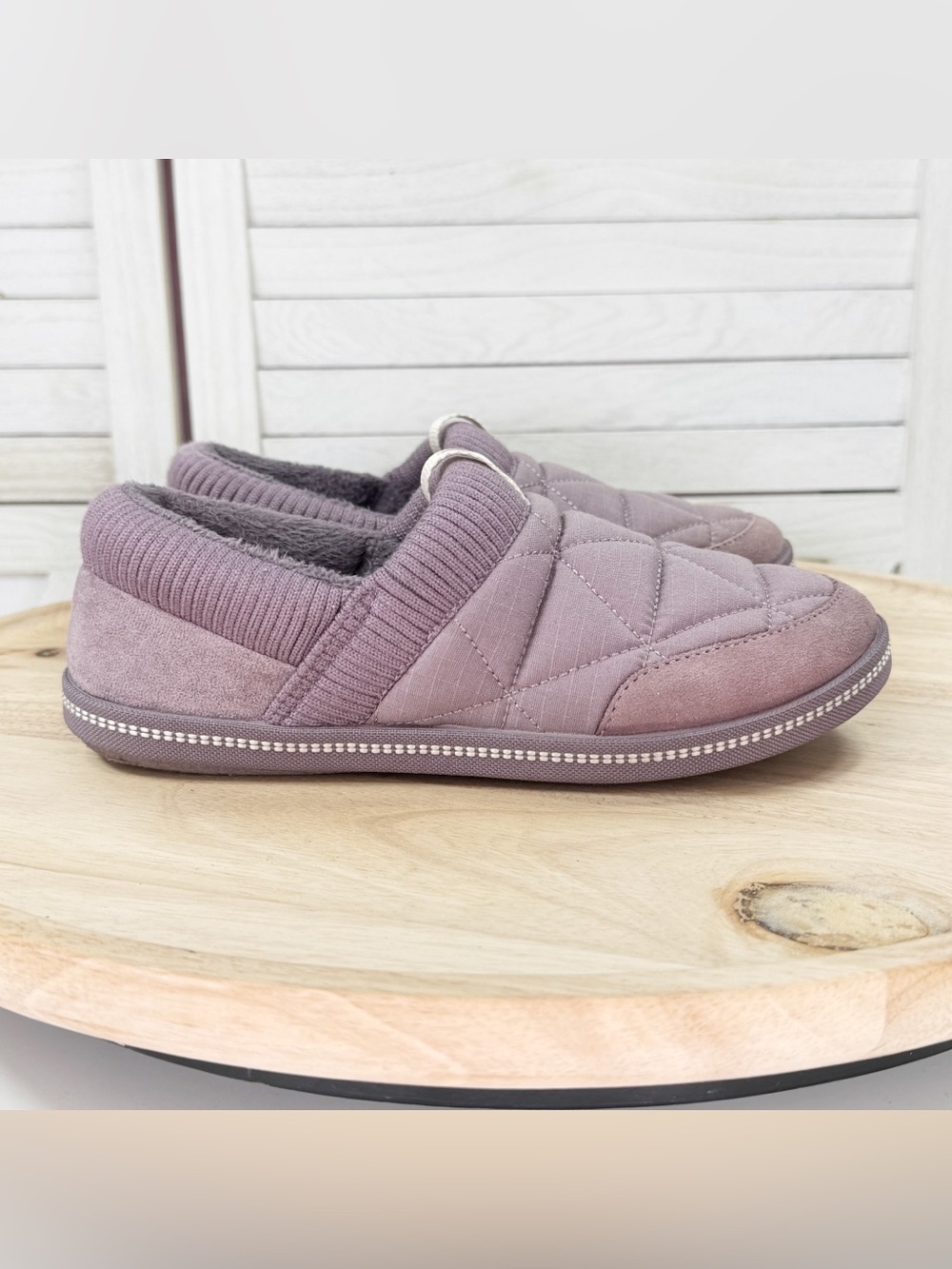 Skechers Cozy Campfire Camp Nap Faux Fur Lined Slippers Mauve Purple Size 6